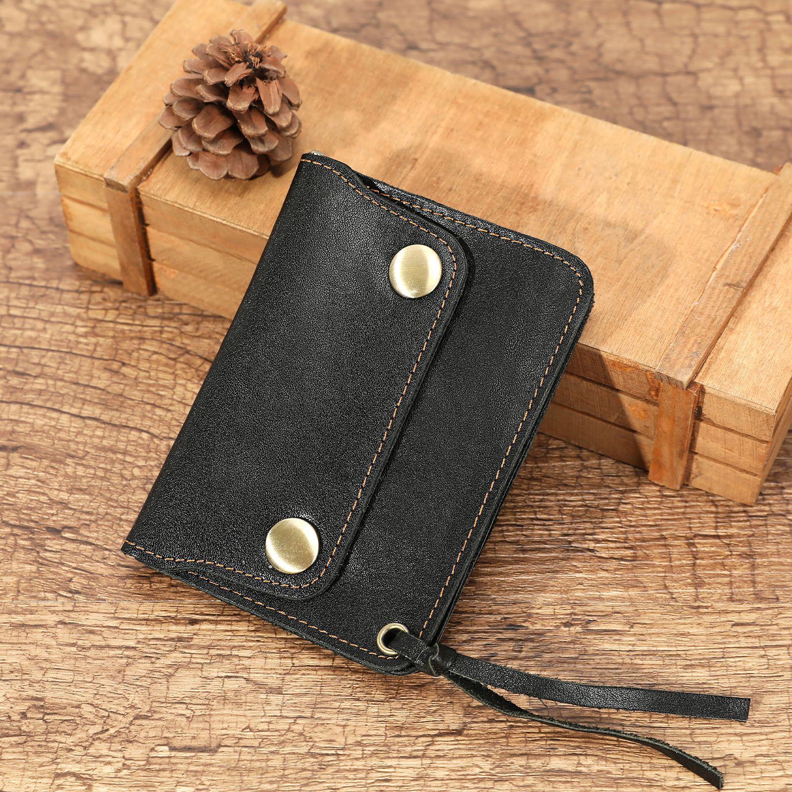 

Crazy Horse Leather Buckle Zipper Men s Coin Purse Small Wallet Genuine Leather Loose Change Storage Bag чорний