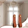 6 Pcs Leather Curtain Rod Holders PU Leather Curtain Rod Bracket Mounted Loop Straps with Screws and Plastic Wall Plugs, Boho Pole Hanger Hook for