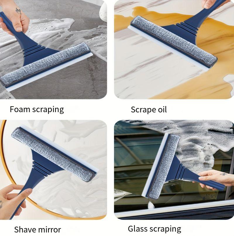 2 in 1 Window Mesh Screen Brush Dual-Sided Cleaning Blade Telescopic Long Handle Window Mop Squeegee Wiper for Home Cleaning