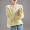 Autumn And Winter New Wool Pulling Knitted V-Neck Loose Sweater Top With Knitted Sweater Bottoming Shirt Casual