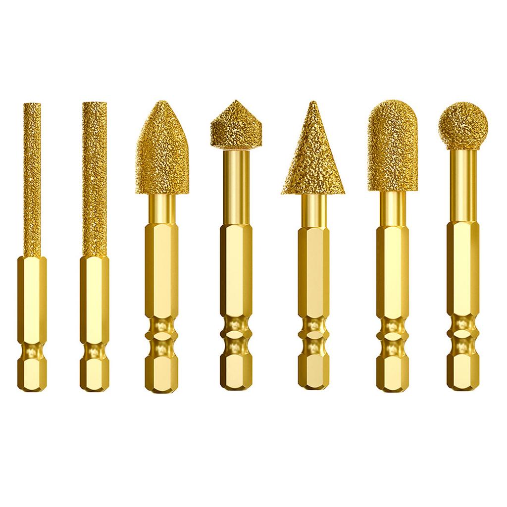 Sześciokątny trzpień Diamentowa główka szlifierska do precyzyjnego dłutowania Bit na szkle Stali nierdzewnej Kamieniu do narzędzia obrotowego