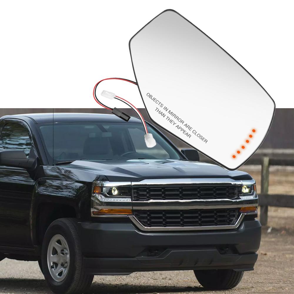 Heated Side Mirror Glass Lens w/ Turn Signal Backing Plate For Chevrolet Silverado GMC Sierra 1500 2500HD 3500HD 2015 2016 2017