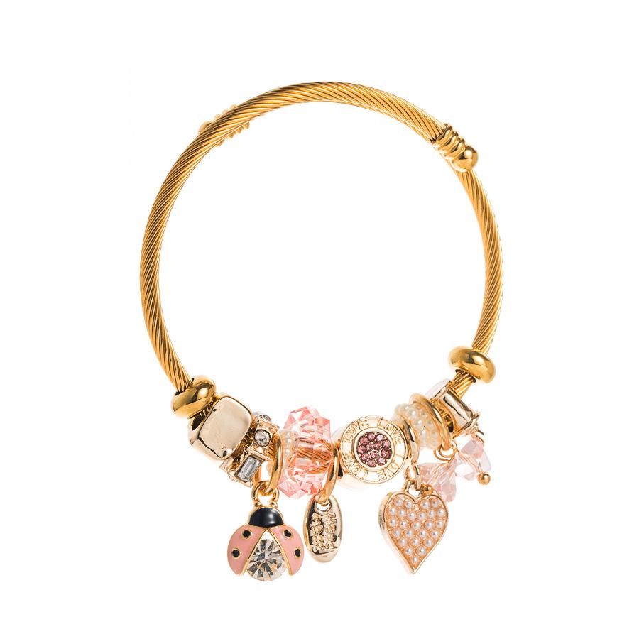 Браслет JYL TS DIY Сердце Креативный Дизайн Приглашает Нежность & Удачу Pink вино красного