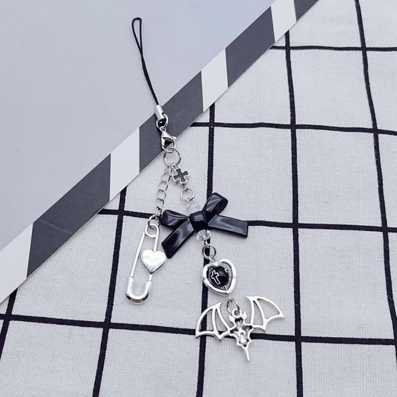 Bowknot Heart Cross Hanging Pendant Sweet Cool Phone Strap Bag Decoration Portable Hanging Lanyard Gift for Girls Women