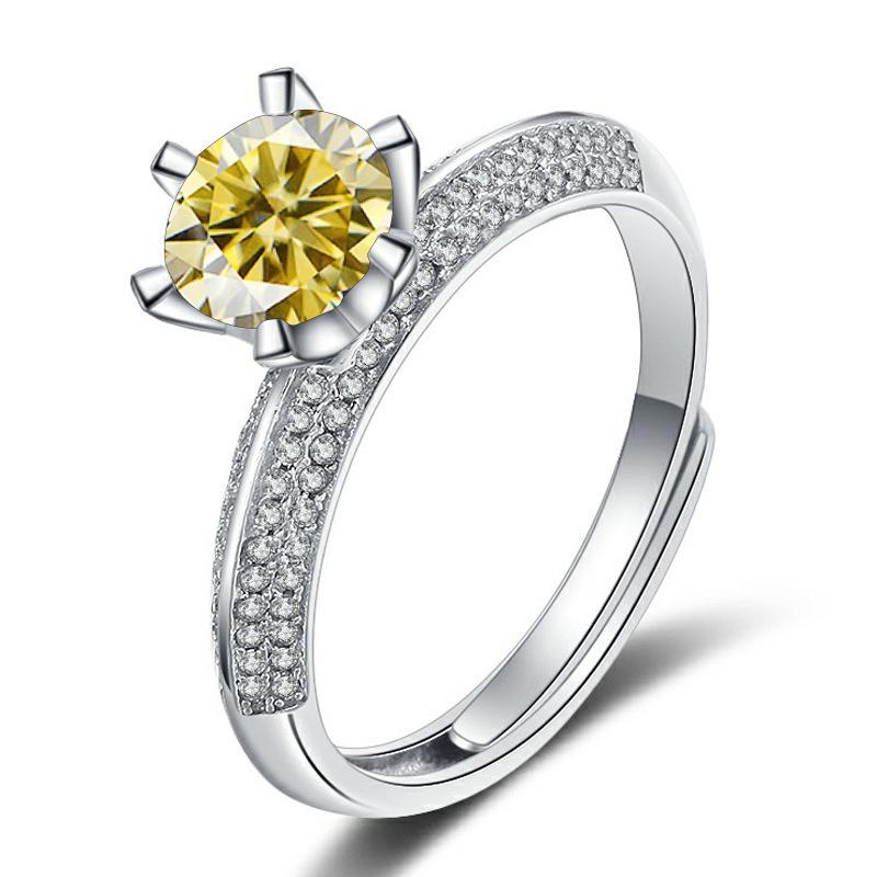 Bague Ringen Luxury D Color 1 Carat Moissanite Diamond Ring Female S925 Sterling Silver Fine Jewelry For Wedding Adjustable Size