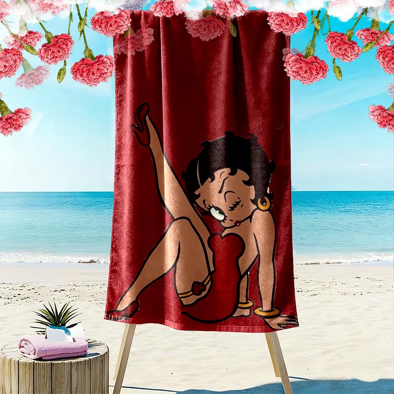 Betty Boop Beach Towel, Lightweight Beach Towel, Tropical Style, Ideal Holiday Gift For Family