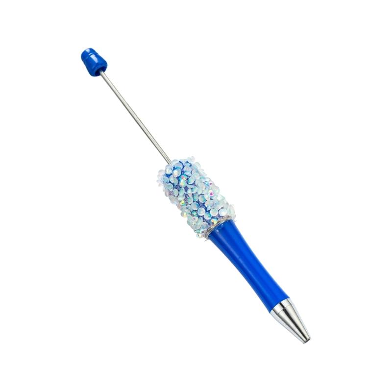 6PCS Sparkling Beadable Pen Ergonomic Grip Ballpoint Pen For Students Adult Daily Writing Journaling Art Craft Project