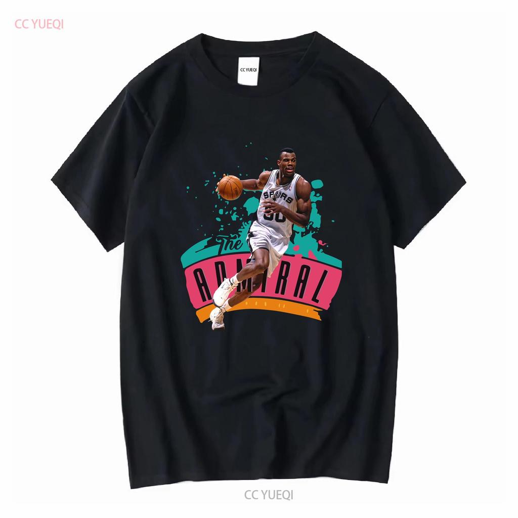 David Robinson caricature T shirt Black vintage Washed fashion Comfortable Soft Slightly Unisex graphic Top For Everyday Wear