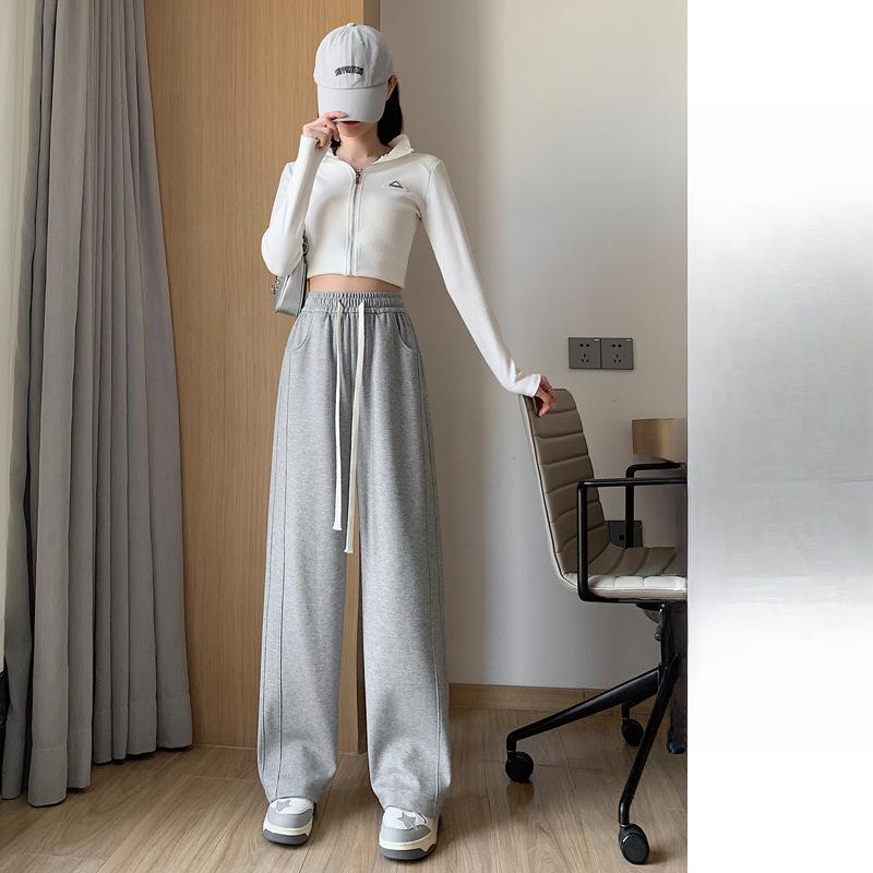 Spring and Autumn New High Waist Loose Straight Casual Skinny Wide Leg Pants