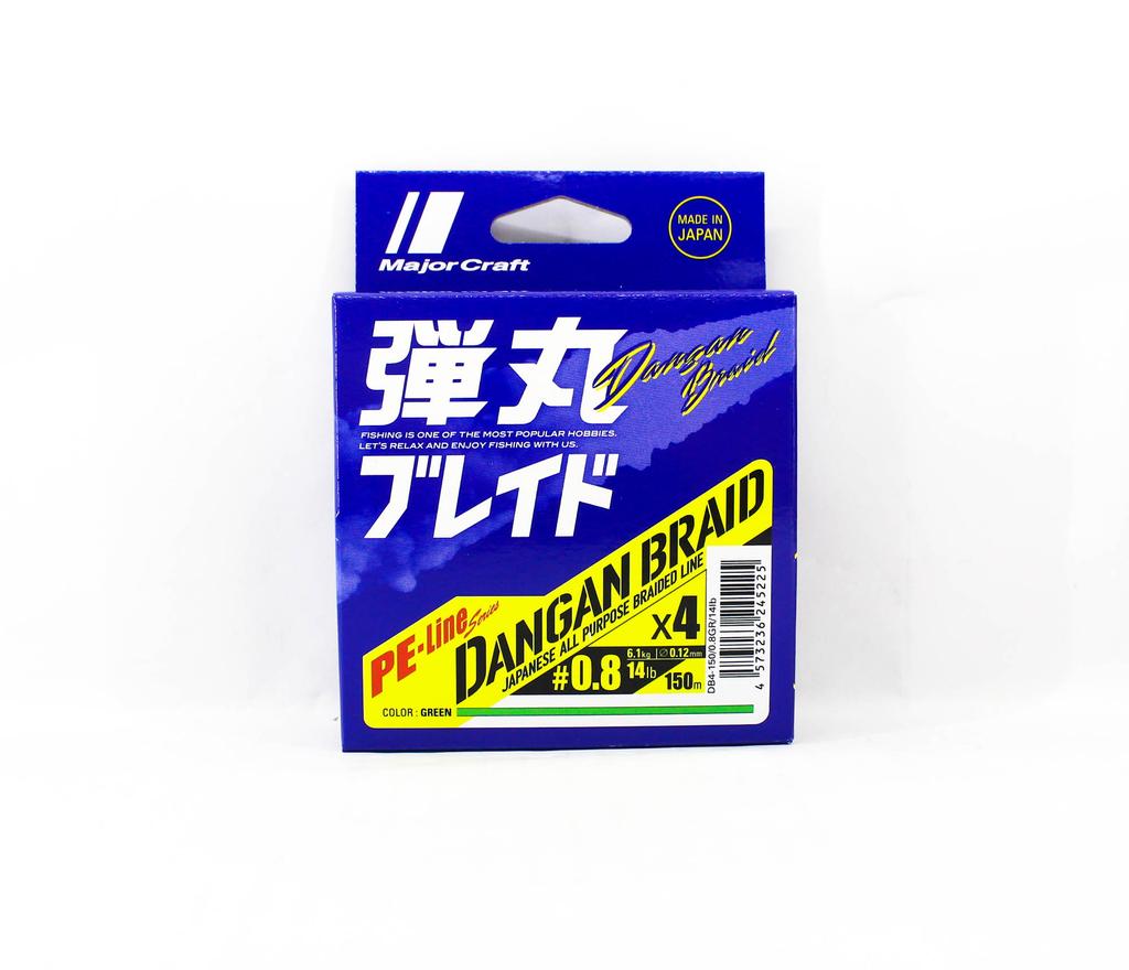 Major Craft Dangan Braid Line X4 150m P.E 0.8 Green DB4-150/0.8GR/14lb 5225