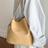 Summer New Niche Lychee Pattern Soft Leather Simple Bucket Bag Fashionable Single Shoulder Underarm Bag Women