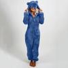 Women's And Winter Plush Hooded Jumpsuit Home Clothes Pajamas Long Sleeves
