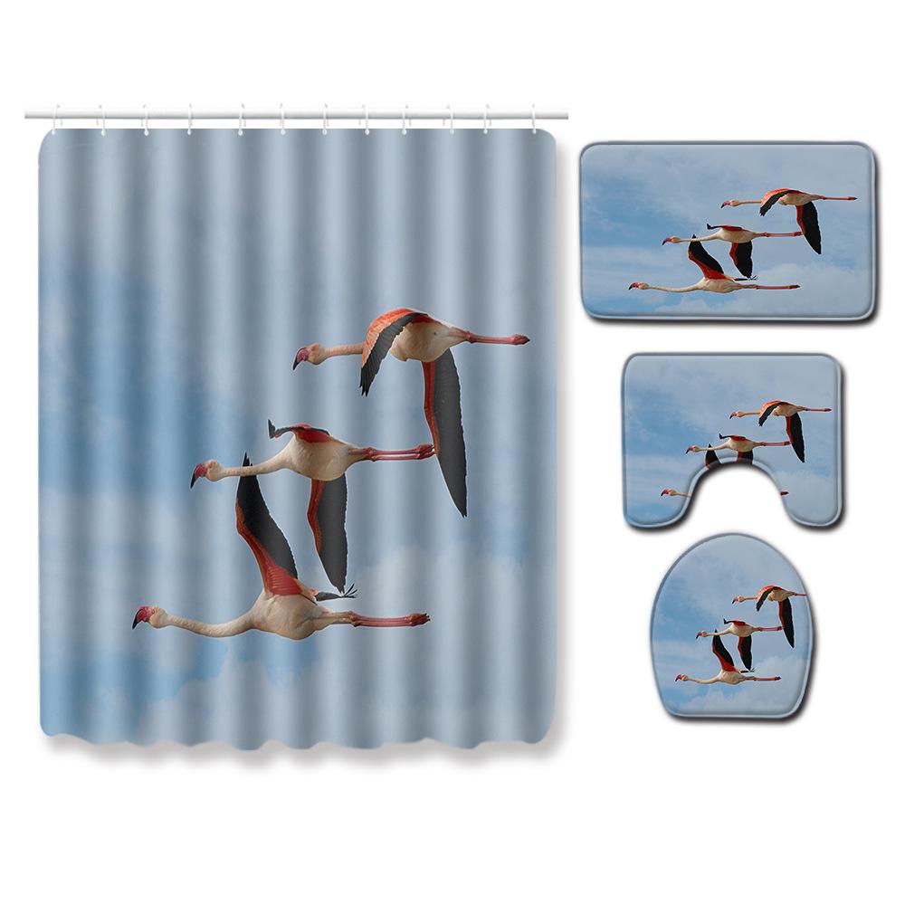 Flamingo Rohožka Koupelnová Protiskluzová Podložka na Podlahu Kombinace Sprchového Závěsu Koberec Evropský a Americký Styl Exploze Žena