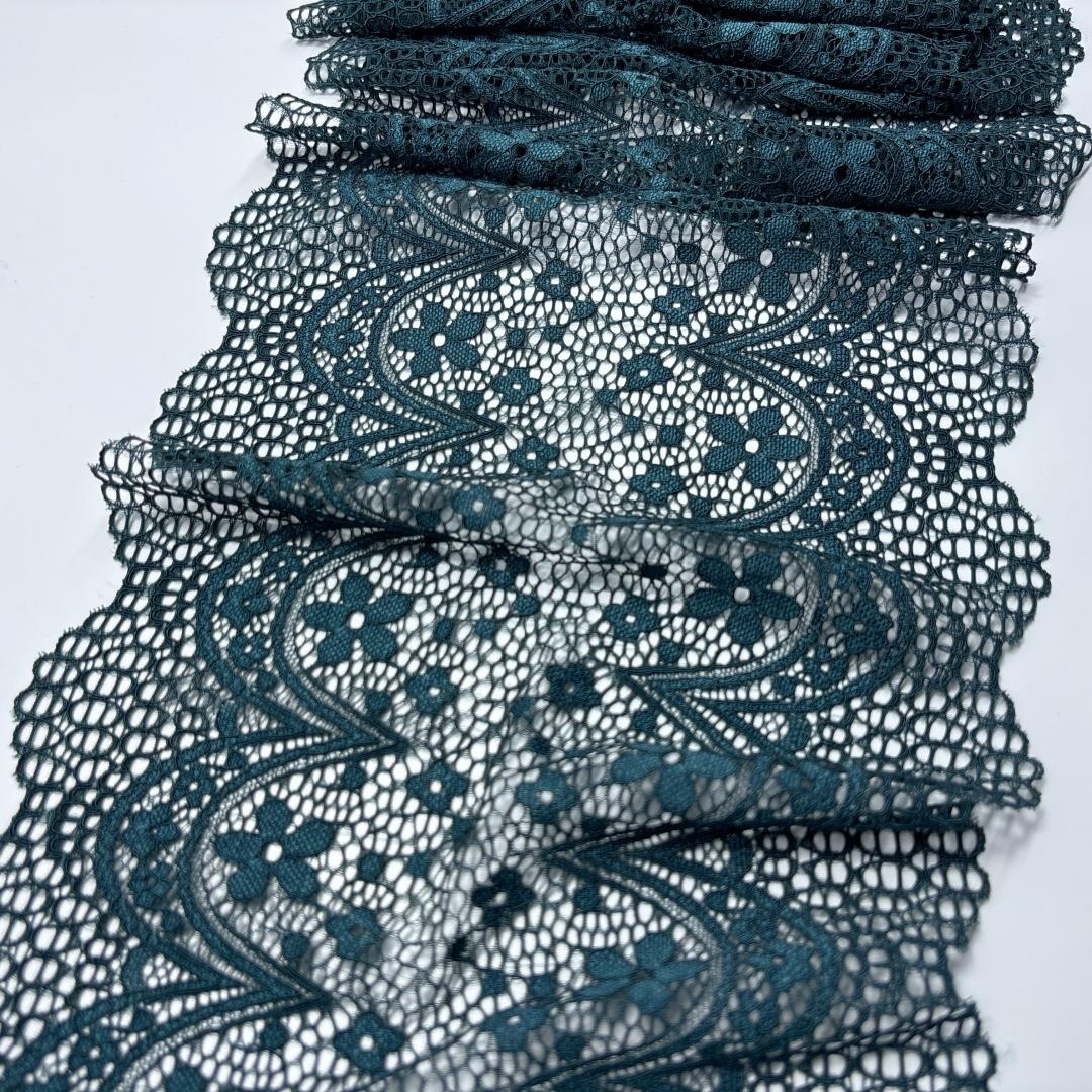 

(Много цветов) Фестонное эластичное спандексное швейное кружево для нижнего белья, бюстгальтеров, трусов, одежды, свадебных платьев и рукоделия 1 meter x 22 cm темно-зеленого