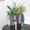 Silver Geometric Metal Vase Table Decoration Flowers Arrangement Artificial Flowers Decorative Vases Room Aesthetic Decor