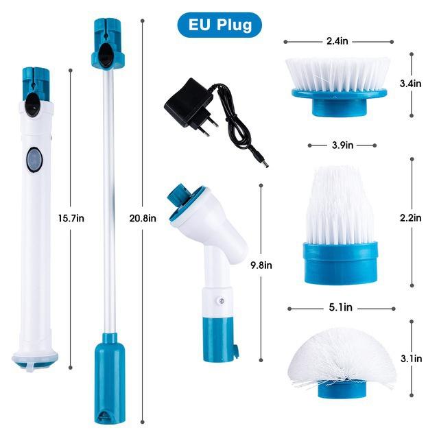 Turbo Scrub Elektrische Reinigungsbürste, verstellbar, wasserdicht, kabelloses Aufladen, sauberes Badezimmer, Küchenreinigungswerkzeug-Set, Küchenset