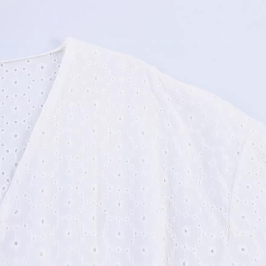 European American Women's V-neck Embroidered Mini Dress - Fashionable & Trendy