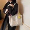 New Double-sided Shoulder Bag Plaid Canvas Versatile Handbag Korean Style Lightweight Canvas Bag Casual Commute
