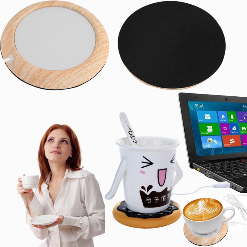 1X Usb Holzmaserung Tassenwärmer Wärme Getränkebecher Matte Büro Tee Kaffee CL