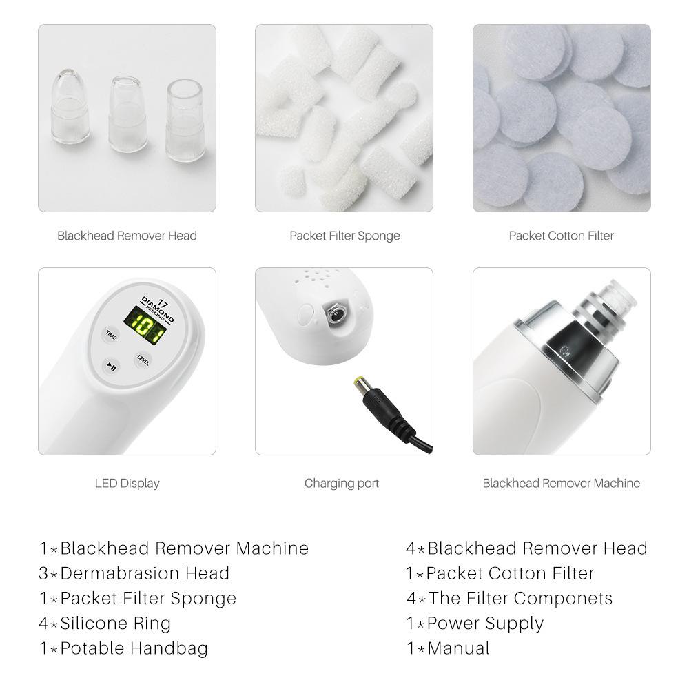 Micro Acne Remover Tool Vacuum Ultrasonic Pore Cleanser Blackhead Removal Diamond Tip Facial Massager for Home Skincare Device