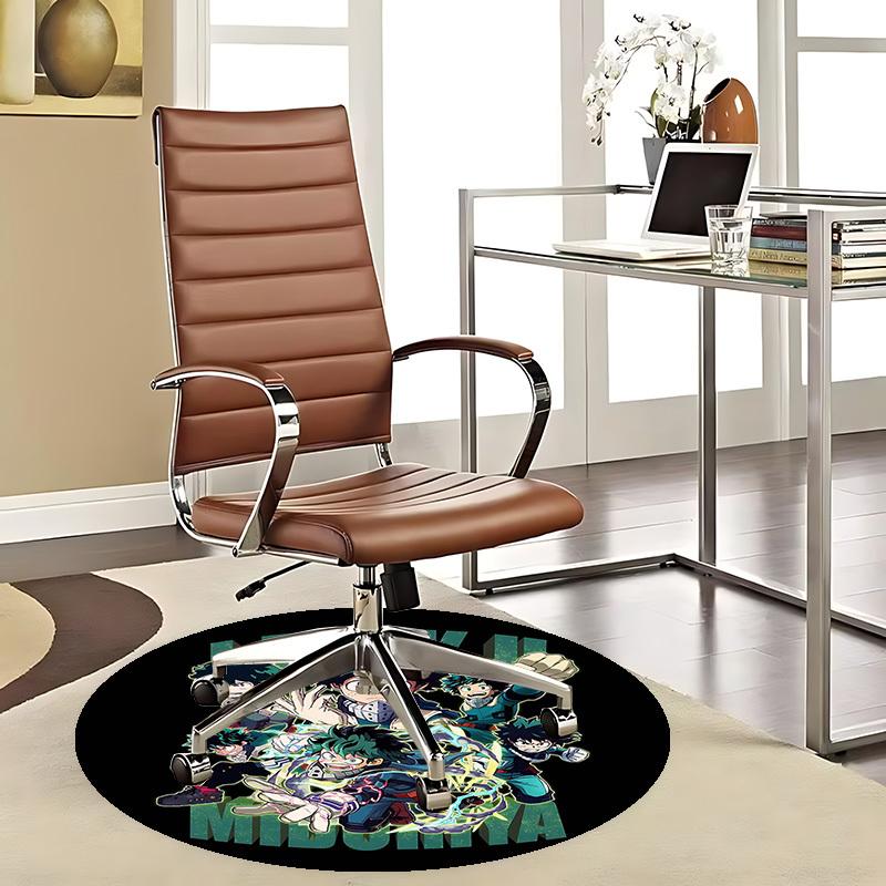 

1pc My Hero Academia Midoriya Anime Cartoon Design Round Carpet for Office Chair Mat, Non-Slip Rug Suitable for Home Decor, Living Room, Bedroom, Game 80cm by 80cm