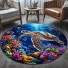 Tappeto Tartaruga Marina Mondo Sommerso Corallo Stella Marina Stampa Tappeto Amante dell'Oceano Decorazione Casa Stanza Bambini Cerchio Tappetino Antiscivolo