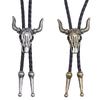 Retro Cow Animal Zodiac Bolo Bow Tie for Men Necklace Antique Neckties Leather Rope Shirt Collar Bowtie Cowboy Jewelry