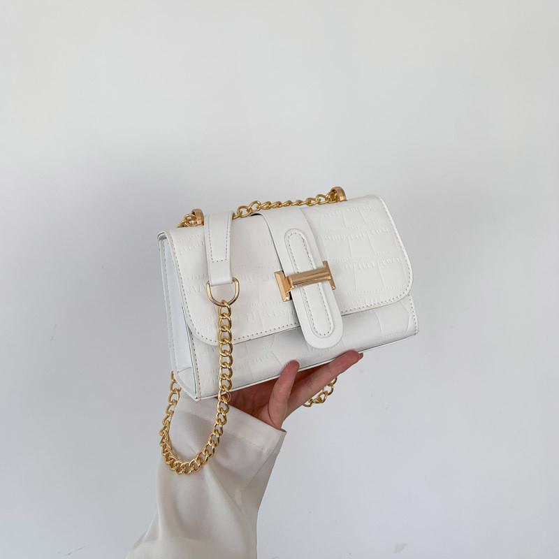 Trendy Pu Material Small Square Shoulder Bag With Chain Design For Everyday Use
