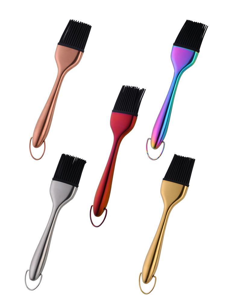 Stainless Steel Silicone Kitchen Oil Brush for Pancakes & BBQ – Shed-Free Design