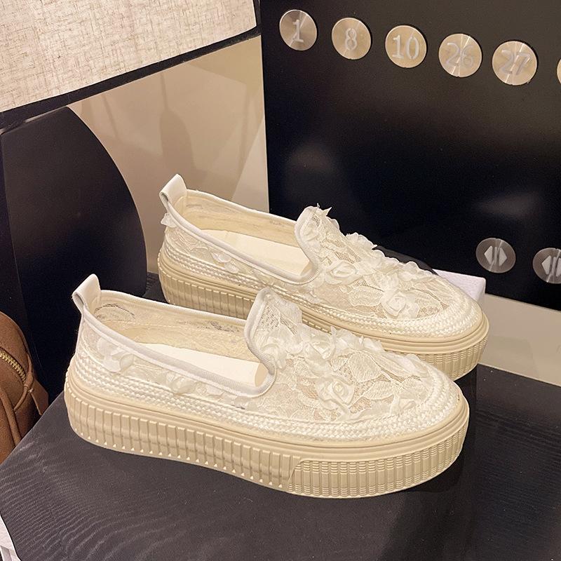 Thick-soled Mesh Breathable Single Shoes Women's 2025 Spring and Summer New Fairy Wind Fisherman Shoes One Pedal Lazy Shoes Loafers