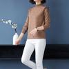 Bestickte Blumen Halber Stehkragen Pullover Damen Herbst Winter Dick Warm Gestrickter Pullover Slim Gerippt Weiche Oberteile