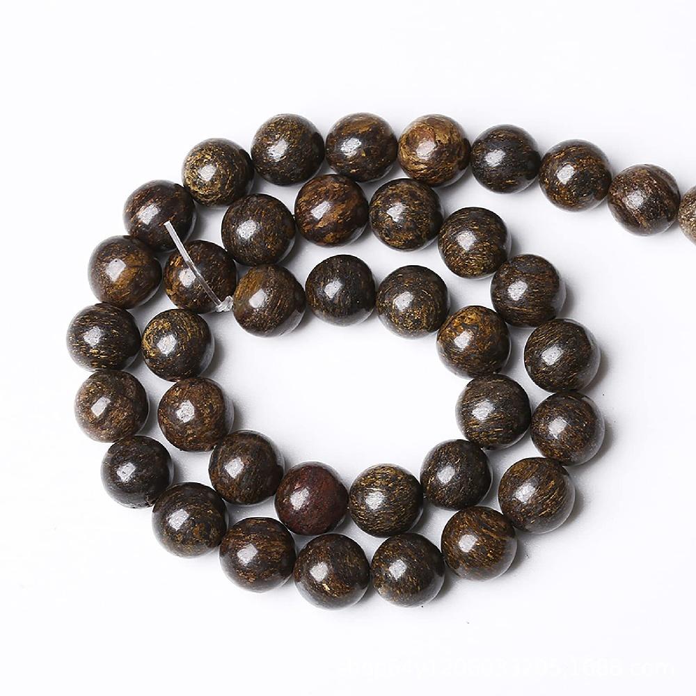 Bronzit Kaffee Messing Stein Natürliche Runde Perlen 15" Strang Glatte Lose Zwischenperlen 4/6/8/10/12mm für Schmuckherstellung DIY Armbänder Zubehör
