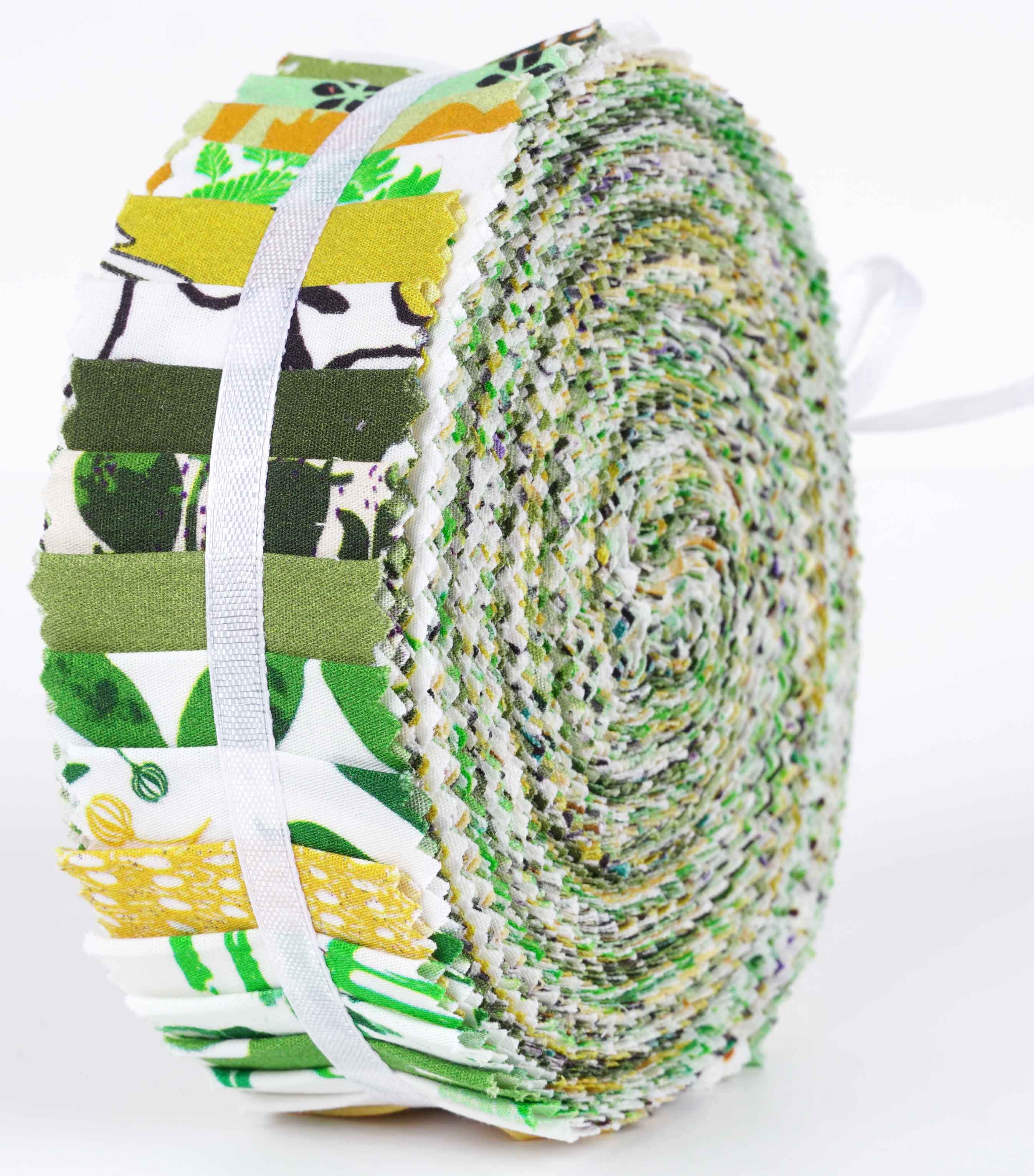 

Soimoi, 40 шт., бавовняна нарізана тканина з блоковим принтом для стьобання, ремісничі смужки 2,5x42 дюйма, желейний рулон - 1.5x42inches зелений