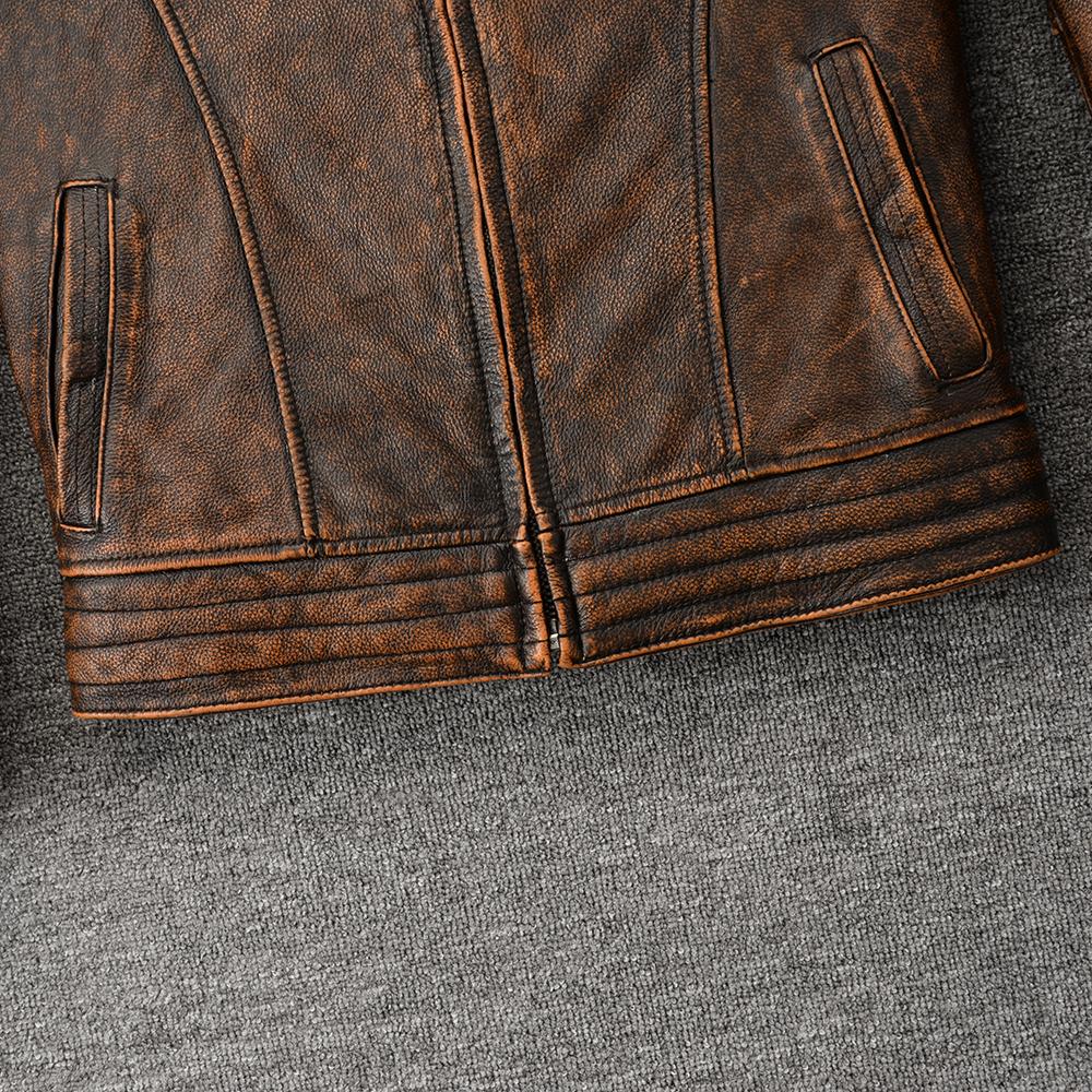 Motorcycle Jackets Slim Fit Genuine Cow Leather Jacket Men Cowhide Coat Riding Biker Jackets For Men Clothing Autumn