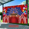 [2D Flat Banner] 1 Circus Red Tent Amusement Park Ferris Wheel Colored Balloons - Polyester Fiber Photography
