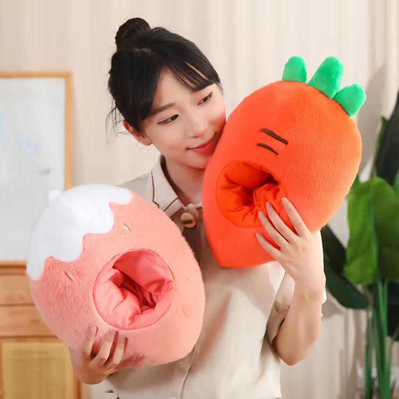 Fruit Series Plush Transformation Combination Capybara Strawberry Banana Carrot Dolls Animals Into Nest Soft Pillow Toys Gifts