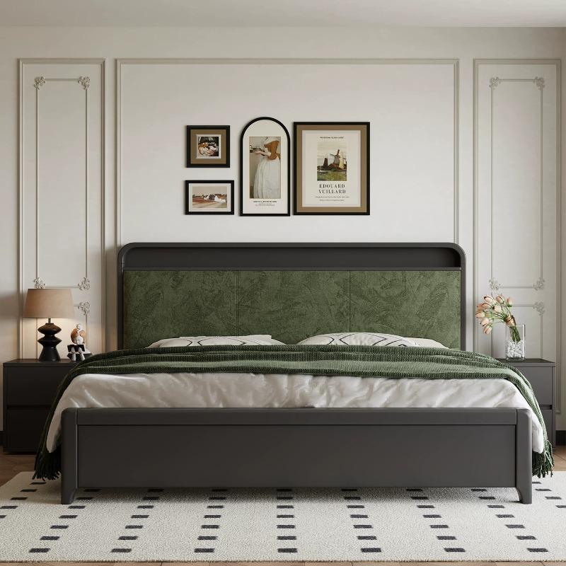 Wooden Hotel Bed European Sleeping Luxury Headboard Storage Bed Unique Aesthetic Camarotes Para Dormitorio Home Accessories