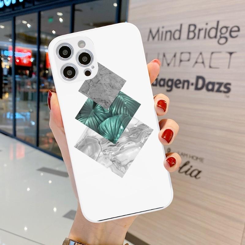 

Чехол для телефона с ботаническим и геометрическим рисунком для IPhone 14 13 12 11 Pro Max X XR XS 8 7 Plus Цветной чехол из жидкого стекла для телефона iPhone 11 Pro Max