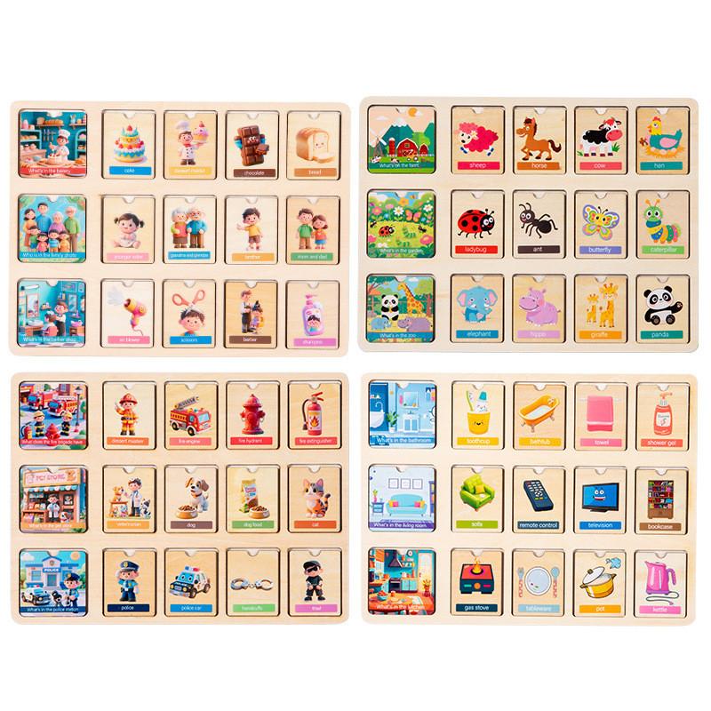 Early Wooden Learning Puzzle With Animal And Occupation Scenes Children For