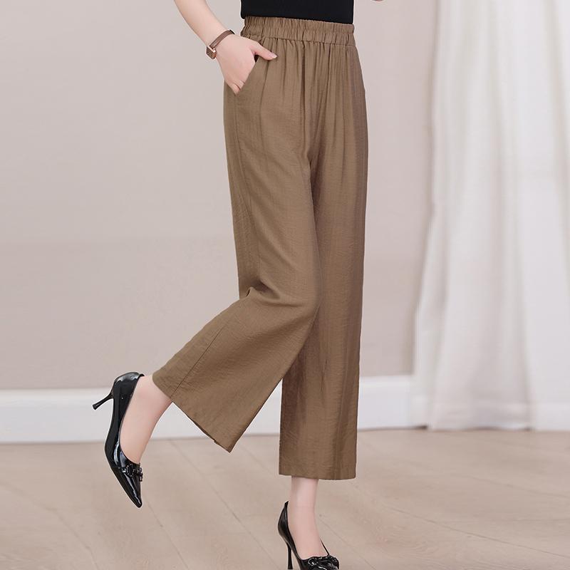 Summer High Waist Wide Leg Pants Women Clothes Casual Elastic Waist Plus Size Black Pants