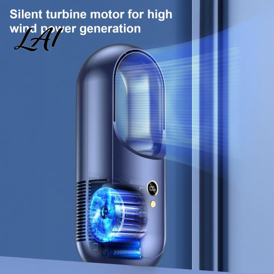 Quiet Bladeless Fan with Remote Desktop Air Purifier 8-Speed USB Rechargeable Circulator Portable for Summer Heat 8H Timer 90 Degree Oscillation
