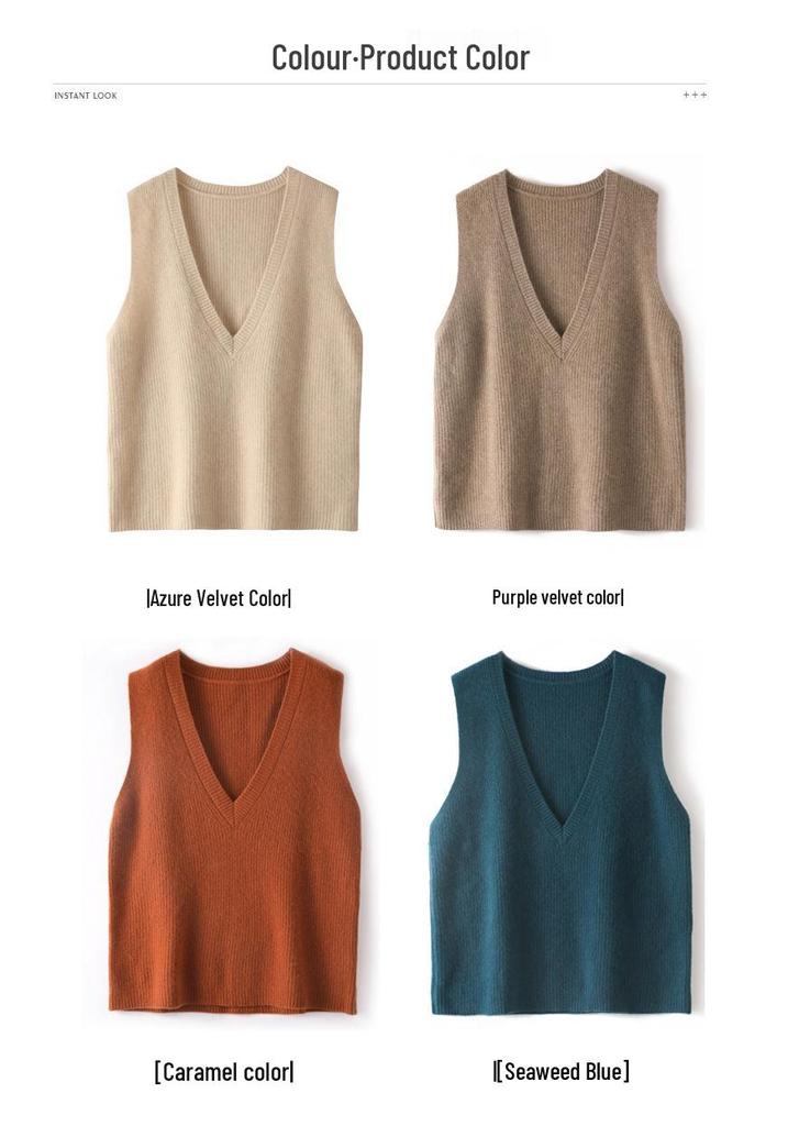Lokasha Cashmere Women's V-Neck Seed Stitch Vest, Autumn/Winter 2026 Collection