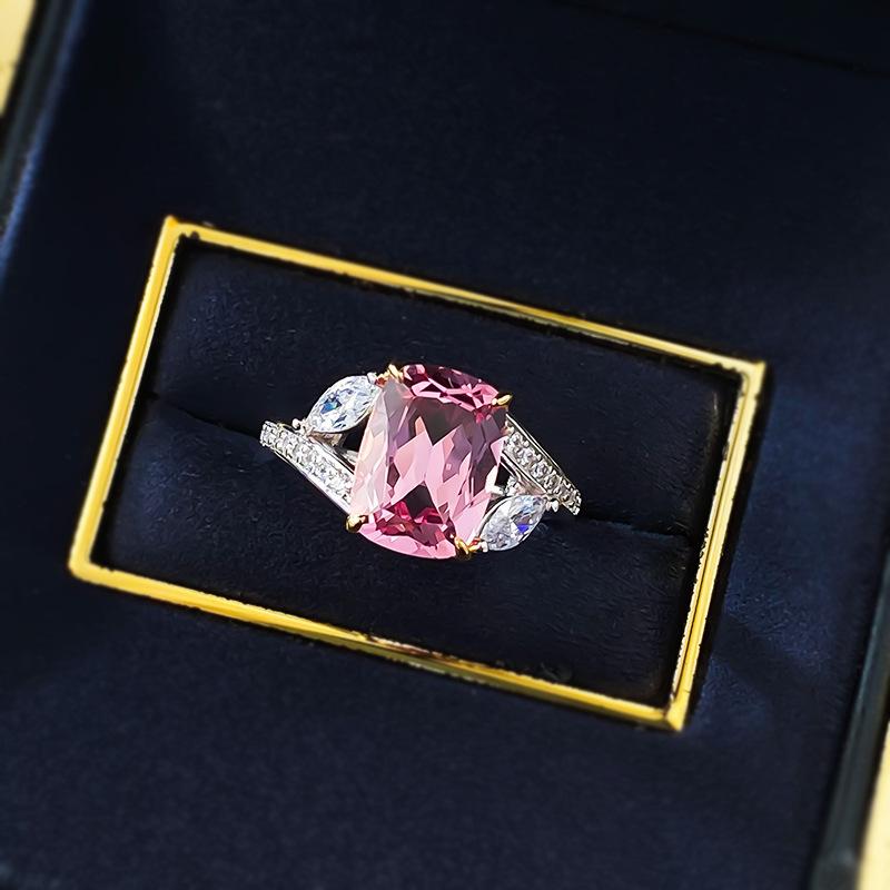Romantic Pink Gang 8 * 11Mm Fat Square Ring Female Mingyuan Wind