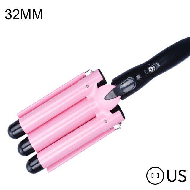 Professional Ceramic Triple Barrel Curler Manual Hair Curler Styler Marchine Hair Waver Styling Tool KTY