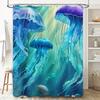 Underwater World: Colorful Jellyfish Shower Curtain Set for Bathroom Decor 72x84 inches Water-resistant Fabric with Hooks Includ