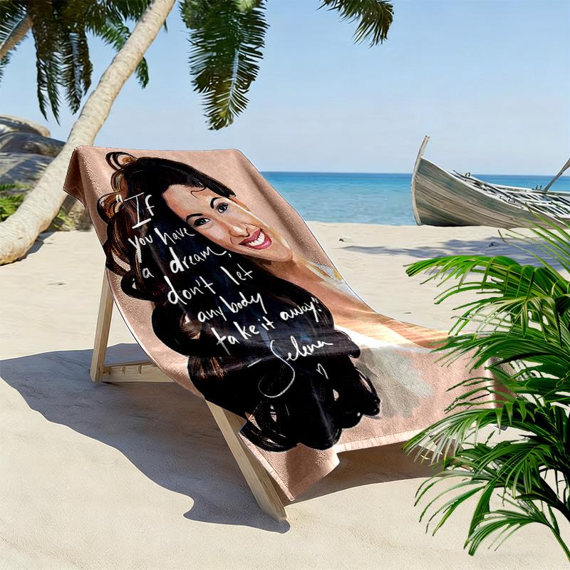 Selena Quintanilla Print Beach Towel, Large Soft Quick Dry Towel for Beach Camping Swimming