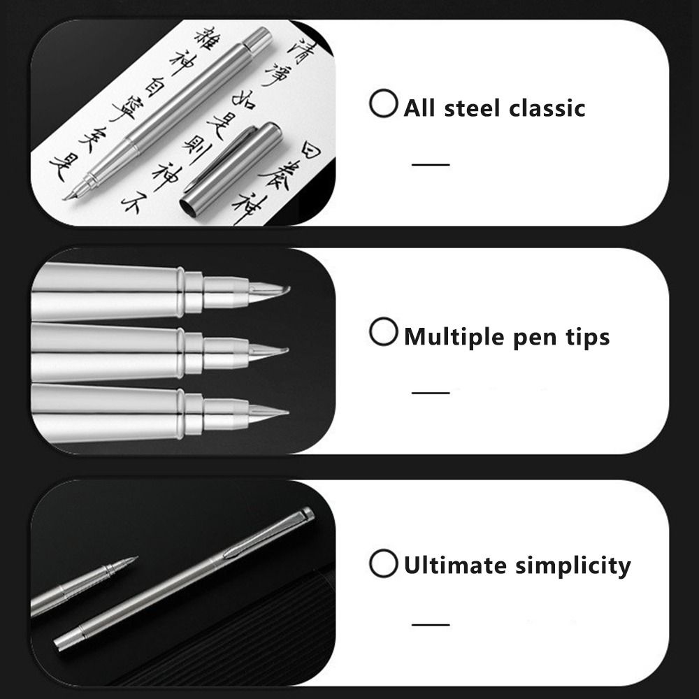 Curved Nib Fountain Pen Metal Writing Signature Pen Multi-functional Calligraphy Pen  Students