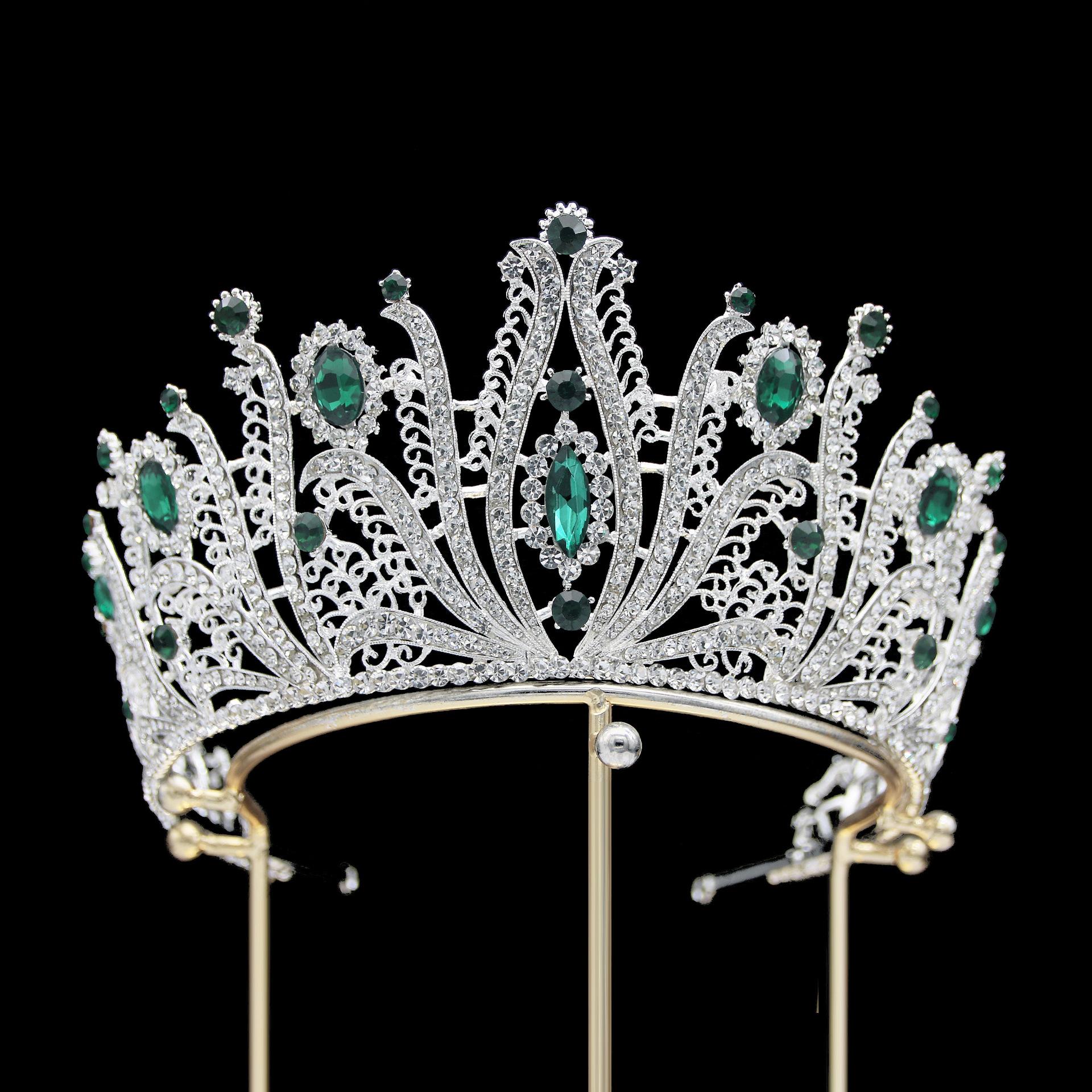 

Spring European and American Hair Accessories Bridal Crown Tiara Crystal Alloy Electroplating Princess Baroque Wedding Crown Ornaments