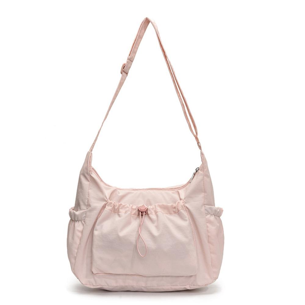 

Pleated Nylon Shoulder Bag Korean Style Drawstring Bag Casual Crossbody Bag Student розовый