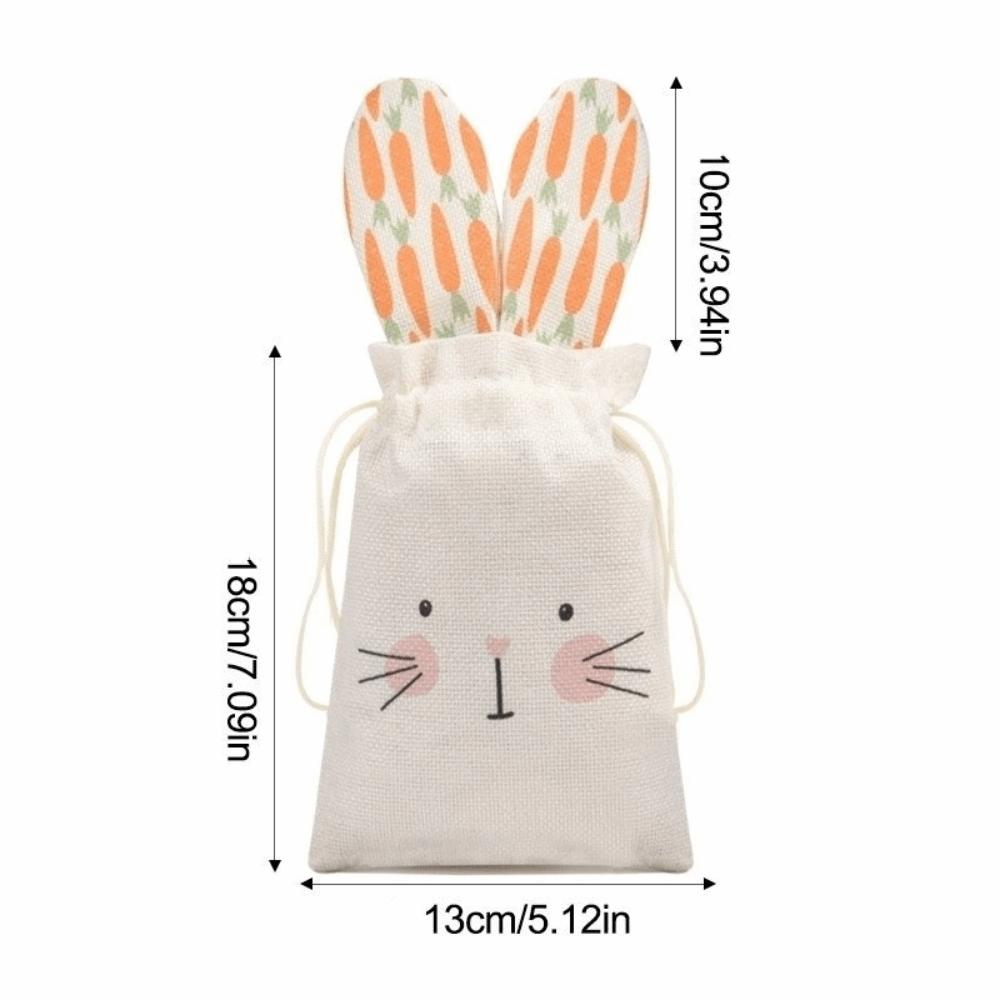 Easter Egg Pouch Cute Easter Bunny Ears Bags Burlap Carrot Rabbit Candy Bags Festival Drawstring Gift Bags Happy Easter Decor
